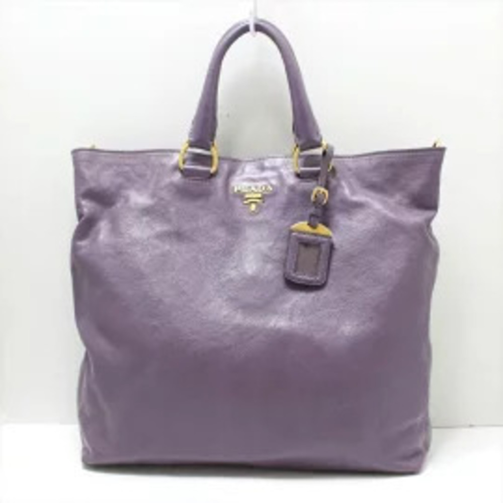 Prada purple leather Vitello Daino tote bag